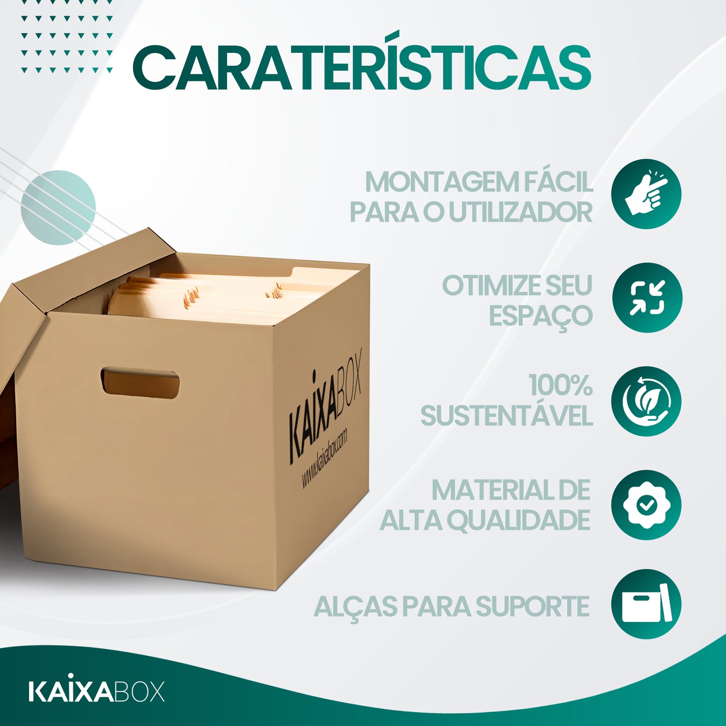 Kit Caixas para Mudança e Organização Reforçada, Caixa com Tampa e Alça para Transporte, Montagem Simples sem Fita, 48x40x36