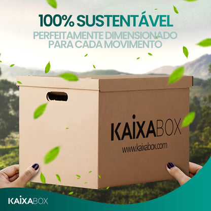 Kit Caixas para Mudança e Organização Reforçada, Caixa com Tampa e Alça para Transporte, Montagem Simples sem Fita, 48x40x36